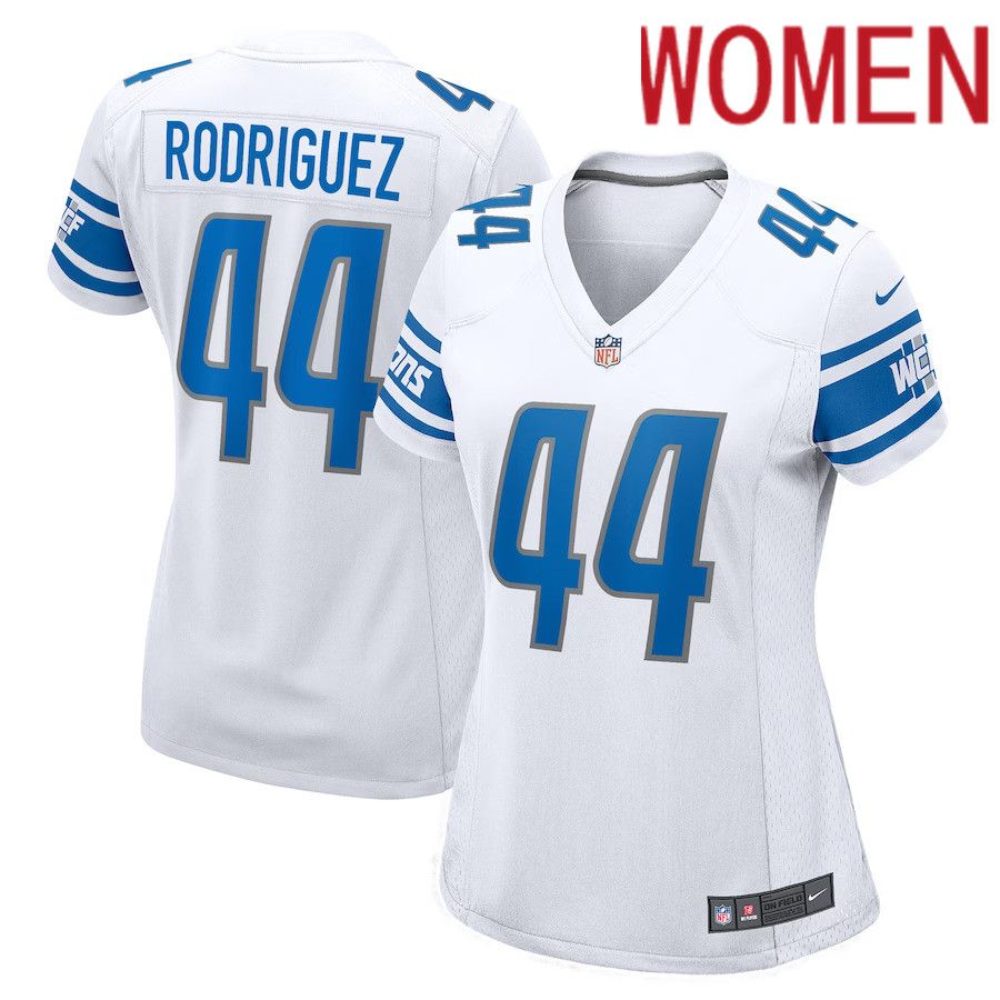 Women Detroit Lions 44 Malcolm Rodriguez Nike White Game Player NFL Jersey